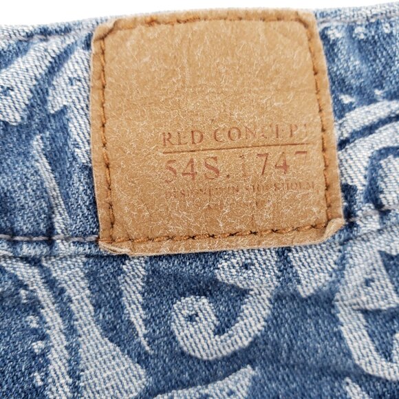 H&M Divided Damask blue ivory Print Denim Shorts US size 6 small - Picture 4 of 8